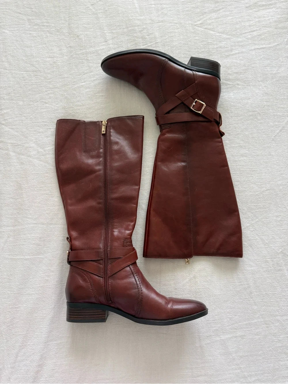 NATURALIZER Women's Tall Leather Riding Boots - Burgundy/Brown
